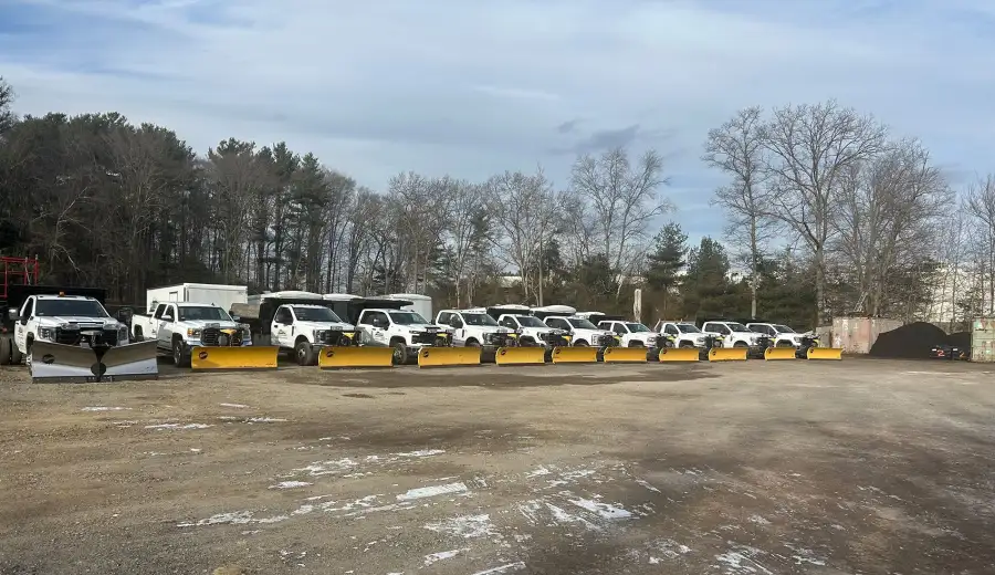 Yukon fleet of plow trucks lined up